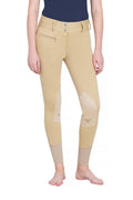 TuffRider Ladies Cotton Wide Waistband Knee Patch Breeches: Light Tan / 24