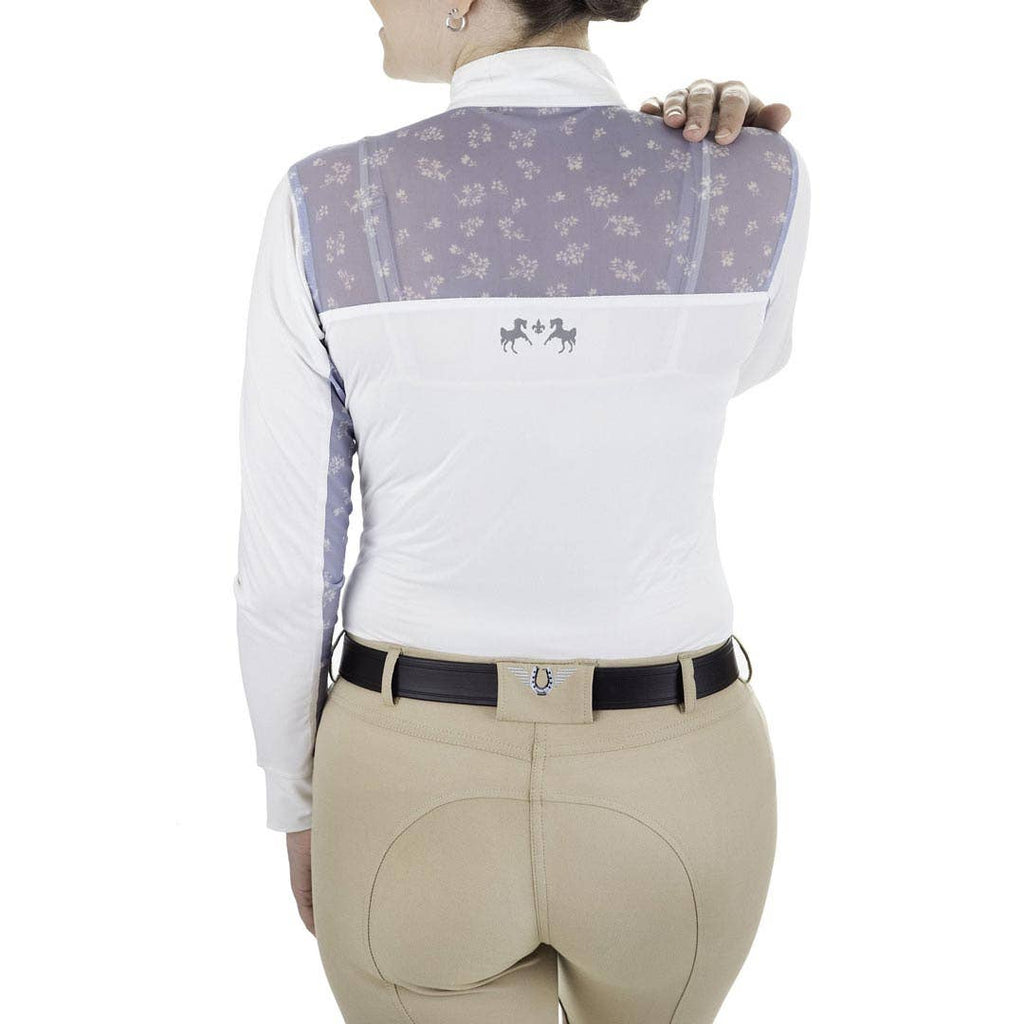 Equine Couture Ladies Nicolette Equicool Long Sleeve Show Shirt: White/Floral / M