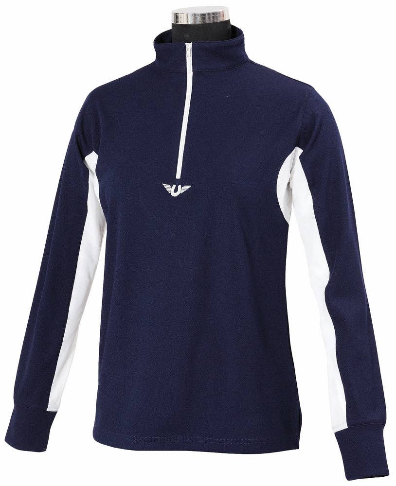 TuffRider Children's Ventilated Technical Long Sleeve Shirt: Navy / Medium
