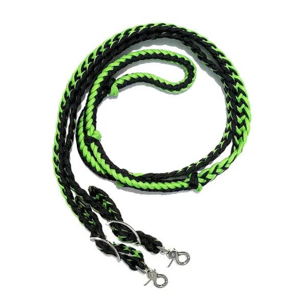 Braided Barrel / Roping Reins 8 ft with 2 Nickel Plated Scissor Snaps 2 Tone Colors: Turquoise/Blue #55009